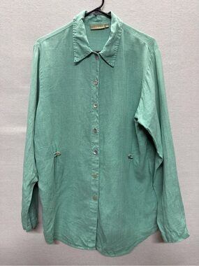 Ivy Button Up Oversized 100% Linen Shirt - size M